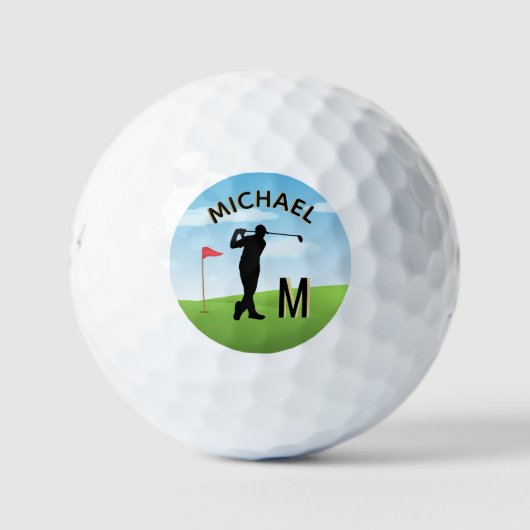 Golfer Golf Course Custom Name 3-D Monogram Golfballen (Voorkant)