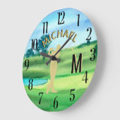 Golfer Golf Course Custom Name 3-D Monogram Grote Klok (Hoek)