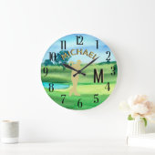 Golfer Golf Course Custom Name 3-D Monogram Grote Klok (Huis)