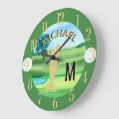 Golfer Golf Course Custom Name 3-D Monogram Grote Klok (Hoek)