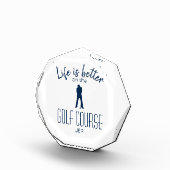 Golfer Golf Course Quote Monogrammed Blue White Fotoblokken (Rechts)