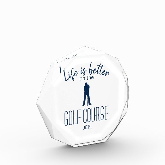 Golfer Golf Course Quote Monogrammed Blue White Fotoblokken (Links)