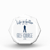 Golfer Golf Course Quote Monogrammed Blue White Fotoblokken (Voorkant)