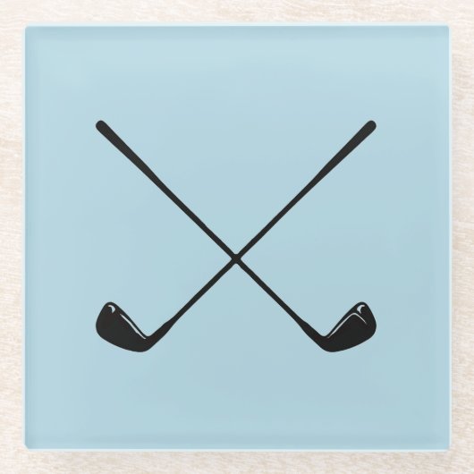 Golfer Golf Crest Blue Pattern Onderzetter Glazen Onderzetter (Voorkant)