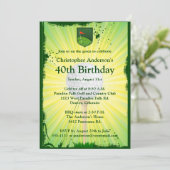 Golfer Golf Golfing 40th Birthday Invitation Kaart (Staand voorkant)