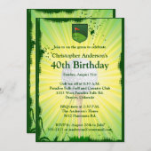 Golfer Golf Golfing 40th Birthday Invitation Kaart (Voorkant / Achterkant)