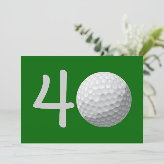 Golfer Golf Golfing 40th Birthday Invitation Kaart (Staand voorkant)