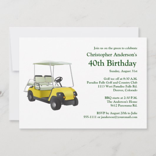 Golfer Golf Golfing 40th Birthday Invitation Kaart (Achterkant)
