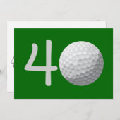 Golfer Golf Golfing 40th Birthday Invitation Kaart (Voorkant / Achterkant)