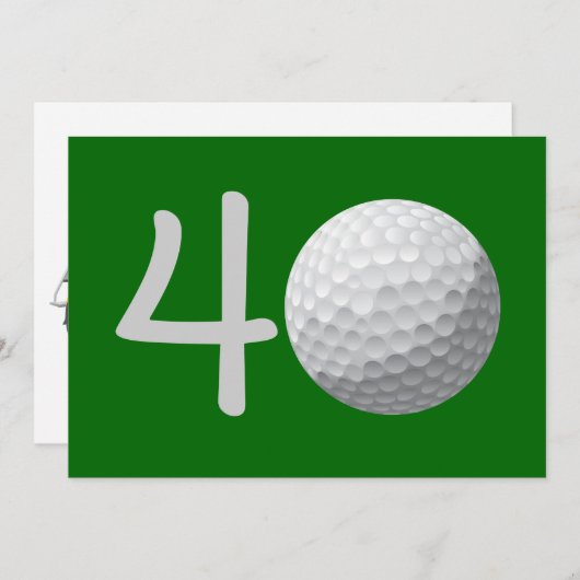 Golfer Golf Golfing 40th Birthday Invitation Kaart (Voorkant / Achterkant)