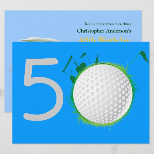 Golfer Golf Golfing 40th Birthday Invitation Kaart (Voorkant / Achterkant)