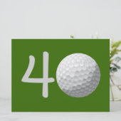 Golfer Golf Golfing 40th Birthday Invitation Kaart (Staand voorkant)