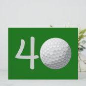 Golfer Golf Golfing 40th Birthday Invitation Kaart (Staand voorkant)