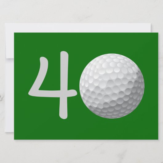 Golfer Golf Golfing 40th Birthday Invitation Kaart (Voorkant)