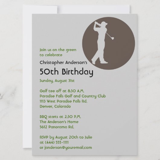 Golfer Golf Golfing 50th Birthday Kaart (Voorkant)