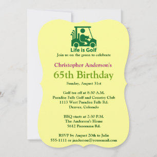 Golfer Golf Golfing 65th Birthday Invitation Kaart