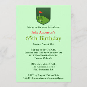 Golfer Golf Golfing 65th Birthday Invitation Kaart