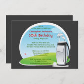 Golfer Golf Golfing Bag en Clubs 30th Birthday Kaart (Voorkant / Achterkant)