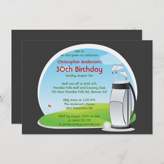 Golfer Golf Golfing Bag en Clubs 30th Birthday Kaart (Voorkant / Achterkant)