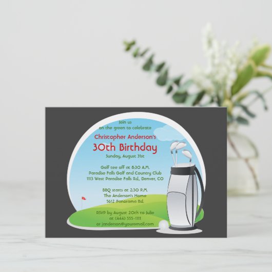 Golfer Golf Golfing Bag en Clubs 30th Birthday Kaart (Staand voorkant)