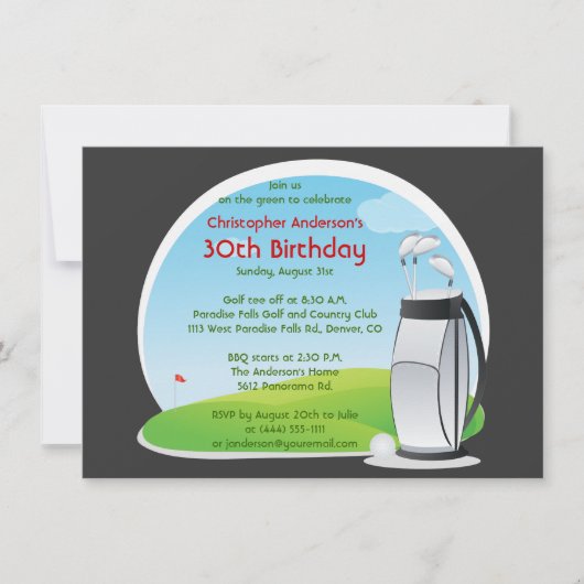 Golfer Golf Golfing Bag en Clubs 30th Birthday Kaart (Voorkant)