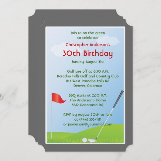 Golfer Golf Golfing Ball en Flag 30th Birthday Kaart (Voorkant / Achterkant)