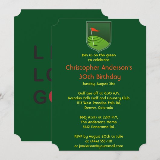 Golfer Golf Golfing Ball en Flag 30th Birthday Kaart (Voorkant / Achterkant)