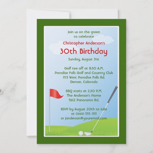 Golfer Golf Golfing Ball en Flag 30th Birthday Kaart (Voorkant)