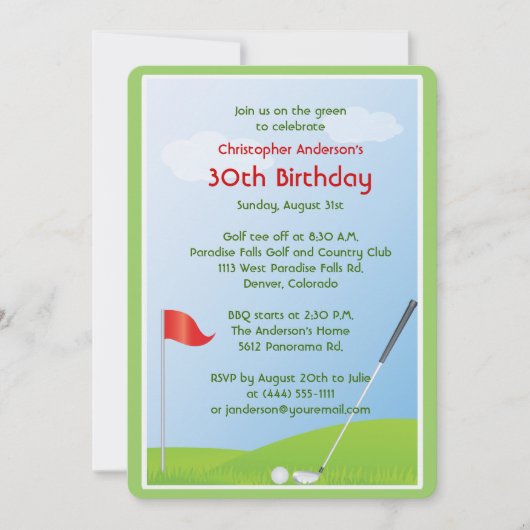 Golfer Golf Golfing Ball en Flag 30th Birthday Kaart (Voorkant)