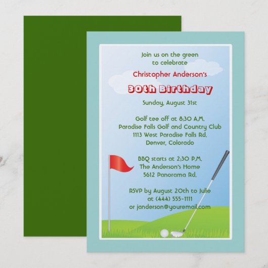 Golfer Golf Golfing Ball en Flag 30th Birthday Kaart (Voorkant / Achterkant)