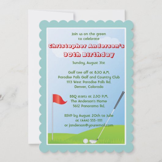 Golfer Golf Golfing Ball en Flag 30th Birthday Kaart (Voorkant)