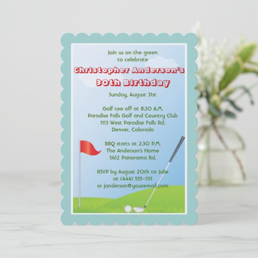 Golfer Golf Golfing Ball en Flag 30th Birthday Kaart (Staand voorkant)