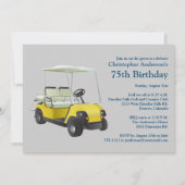 Golfer Golf Golfing Blue 75th Birthday Invitation Kaart (Achterkant)