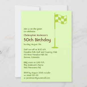 Golfer Golf Golfing Green Brown 50th Birthday Kaart