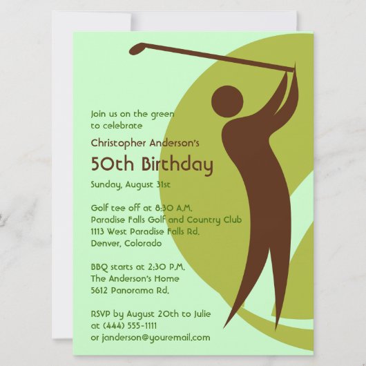 Golfer Golf Golfing Green Brown 50th Birthday Kaart (Voorkant)