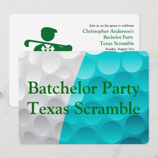 Golfer Golf Golfing Green-vrijgezellenfeest. Invit Kaart (Voorkant / Achterkant)