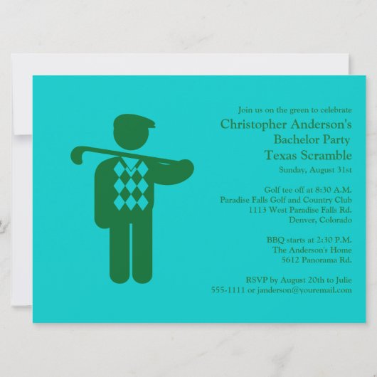 Golfer Golf Golfing Green-vrijgezellenfeest. Kaart (Achterkant)