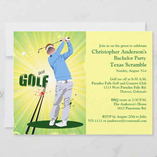 Golfer Golf Golfing Green-vrijgezellenfeest. Kaart (Achterkant)