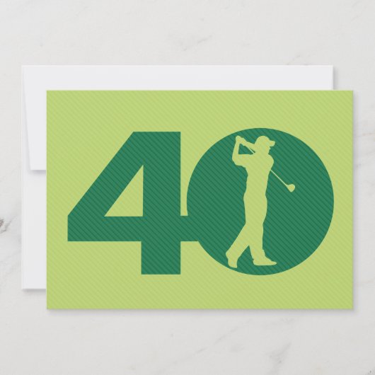 Golfer Golf Green 40th Birthday Invitation Kaart (Voorkant)