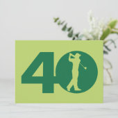 Golfer Golf Green 40th Birthday Invitation Kaart (Staand voorkant)