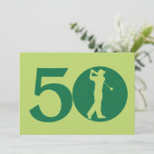 Golfer Golf Green 50th Birthday Invitation Kaart (Staand voorkant)