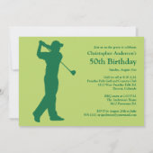 Golfer Golf Green 50th Birthday Invitation Kaart (Achterkant)