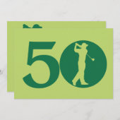 Golfer Golf Green 50th Birthday Invitation Kaart (Voorkant / Achterkant)