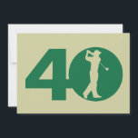 Golfer Golf Green Tan 40th Birthday Invitation Kaart<br><div class="desc">Je kunt al de tekst personaliseren op deze 40e golf op de uitnodiging van het verjaardagsfeest. U kunt de tekst en het aantal op de voorzijde veranderen en dit gebruiken voor een 50e, 60e, 70e of andere verjaardag. Het ontwerp is voorzien van een silhouet van een golfer die een club...</div>
