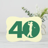 Golfer Golf Green tan 40th Birthday Invitation Kaart (Staand voorkant)