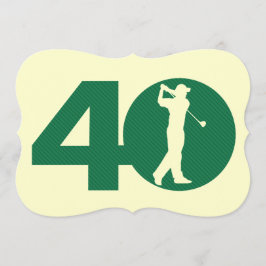Golfer Golf Green tan 40th Birthday Invitation Kaart