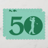 Golfer Golf Green White 50th Birthday Invitation Kaart (Voorkant / Achterkant)