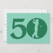 Golfer Golf Green White 50th Birthday Invitation Kaart (Voorkant)