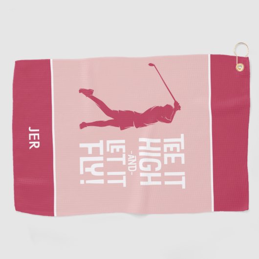 Golfer Golf Humor Grappige Sport Modern Magenta Ro Golfhanddoek (Horizontaal)