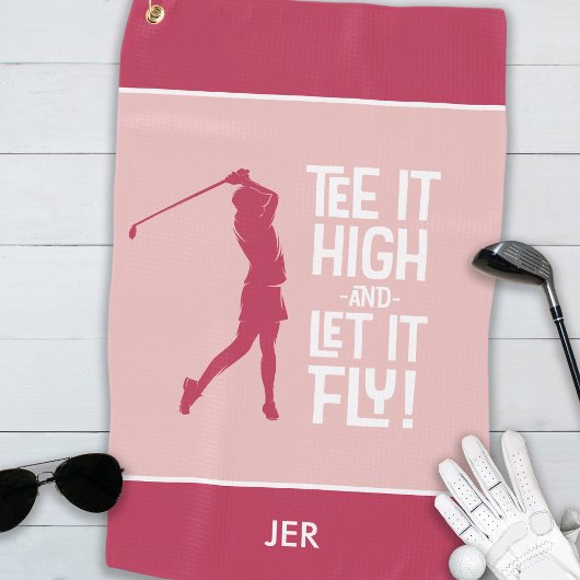 Golfer Golf Humor Grappige Sport Modern Magenta Ro Golfhanddoek